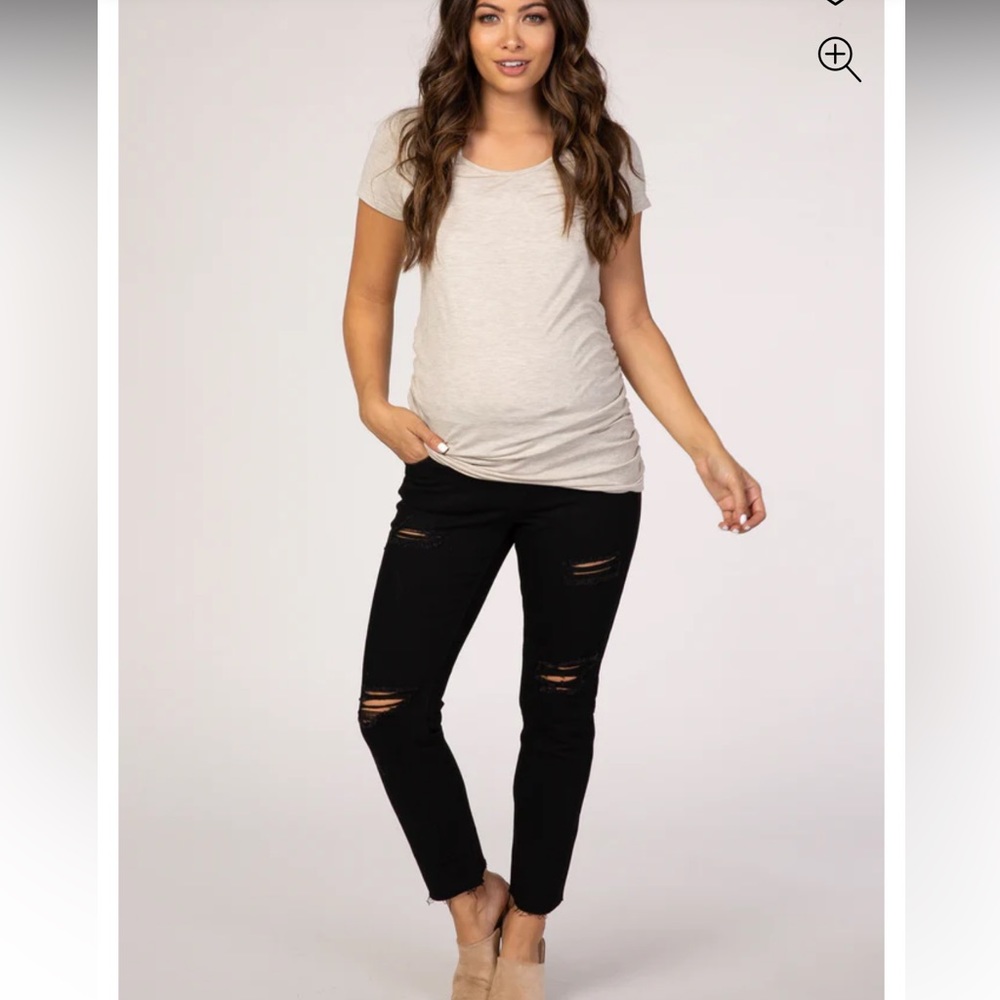 S.O.N.G Maternity Curvy Skinny Ankle Jegging destroyed black Denim